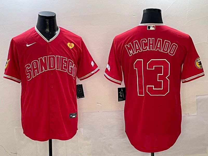 Men San Diego Padres #13 Machado Red Jointly Name Game Nike 2025 MLB Jersey style 4->san diego padres->MLB Jersey